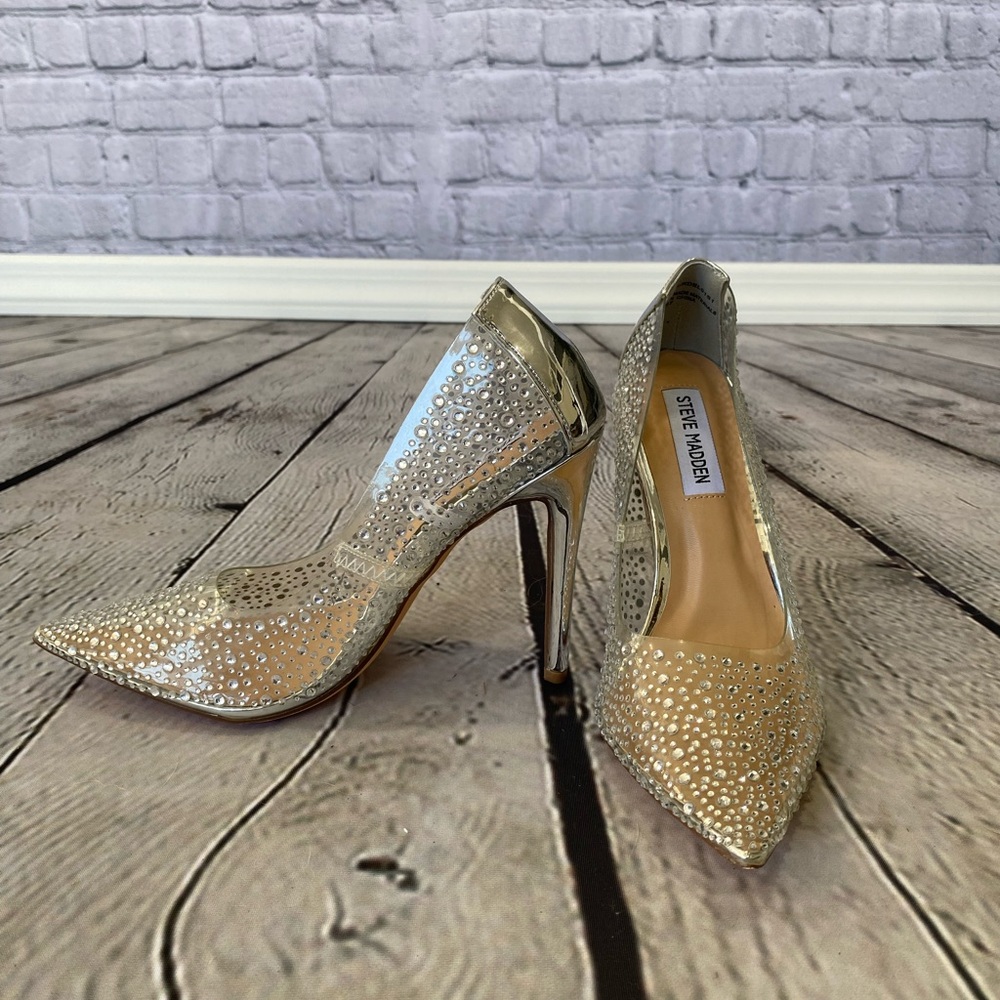 Steve Madden rhinestone clear heels